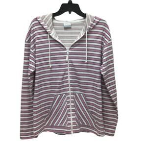 Columbia Women's Hooded Striped Long Sleeve Jacket, Zip, M